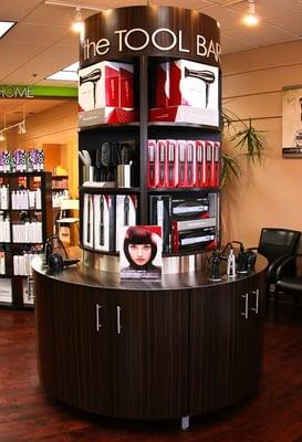 The Tool Bar at Captiva Salon brings professional styling tools to you at our interactive display.