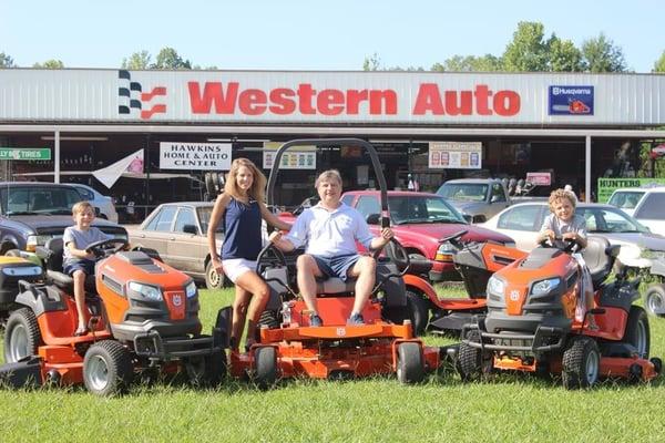 The Hawkins family invites you visit our store. We are pictured here on Husqvarna Equipment, but we offer much, much, more!