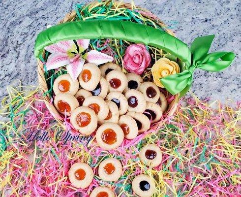 Strawberry, Orange and Blueberry Thumbprint Cookies