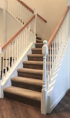 Carpet and waterproof flooring on steps