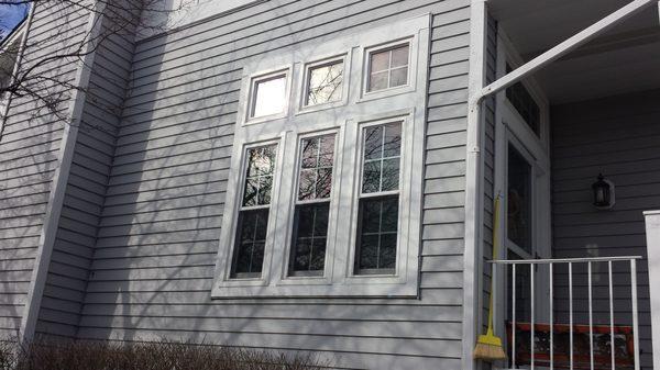 double hung with fixed windows above.