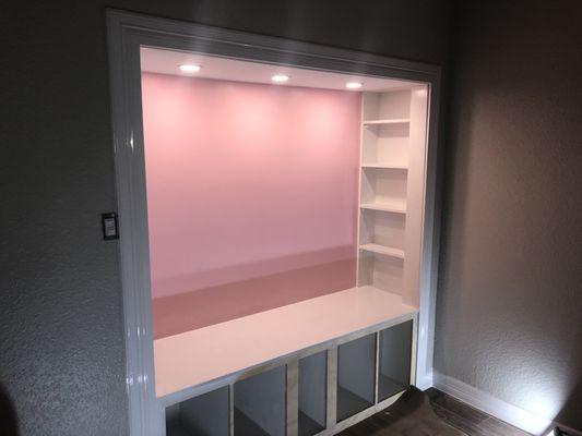 Custom nook with led lights and a dimmer