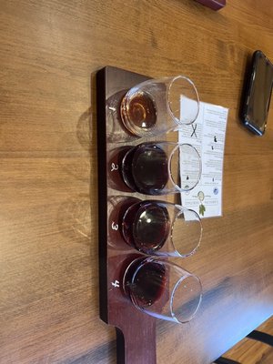 A flight of red wine.