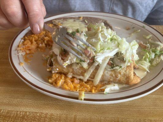 Shredded beef chimichanga