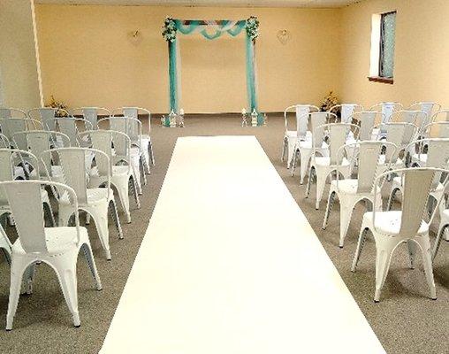 ceremony room-choice of 2 arches and 15+ colors for altar/floral decorations