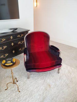 Spray dyed velvet on french chair