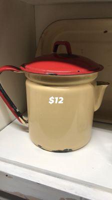 Cream/Red coffee pot