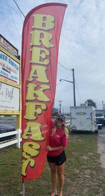 Only Breakfast in the middle of the island you can grab and go.