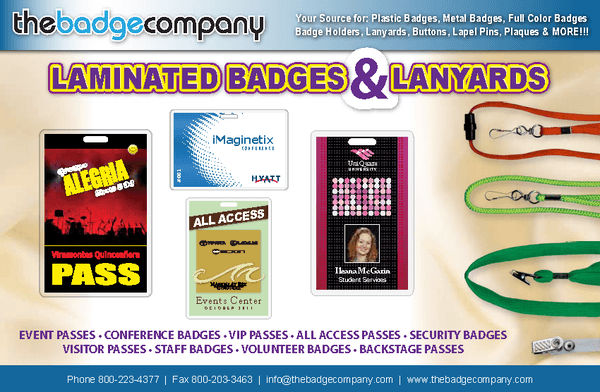 Laminated Badges for: Event Passes, Conferences, VIP Passes, All Access Passes, Security Badges, Visitor Passes, Festivals.