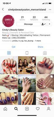 Cindy's official instagram account! We post our staff's beautiful nails art daily! Follow us on instagram for more!!