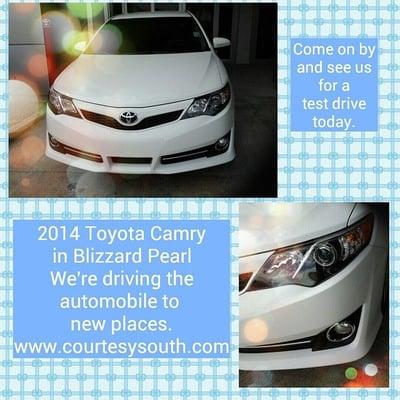 Sold!! 2014 Toyota Camry in Blizzard  Pearl   Congrats on your new ride ! www.courtesysouth.com