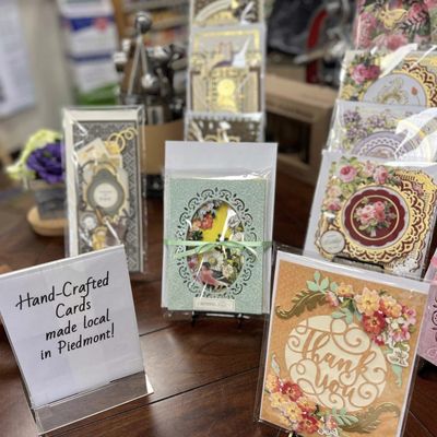 Hand-crafted greeting cards made locally in Piedmont! Photo sourced from social media.