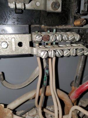 Overheated neutral wire caused half the kitchen to lose power even though the circuit breaker was on.