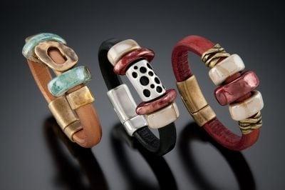 Leather bracelets by Jen Salak, Hendersonville, NC.