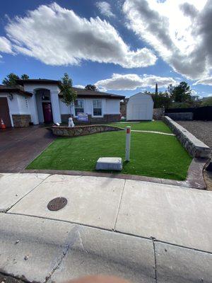 Turf/ stained concrete