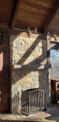 Stone veneer fire place-inside