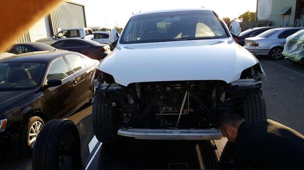 Audi Q7 after frame work, and paint.