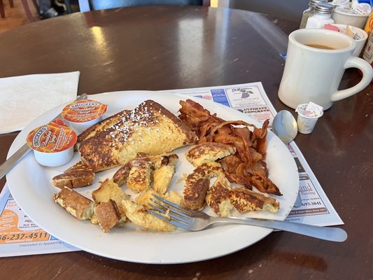 Short stack French Toast with a side of bacon