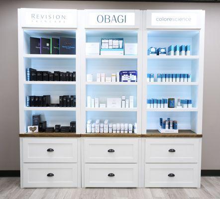 Products we offer:
Plated
Revision Skincare
Obagi 
Colorescience