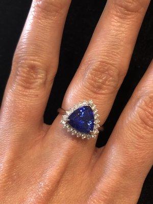 Call us for a special price on this 6ct. Tanzanite Trillion cut stunner.