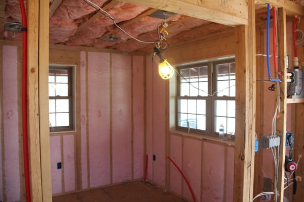 Blown fiberglass insulation was installed in a house renovation in Quakertown, PA