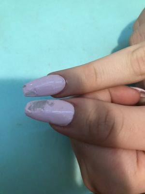 Messed up nails that worker didn't want to fix