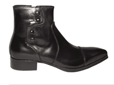 Jo Ghost 1311 Italian Black Leather Ankle Boots with Zipper and Decorative Buttons