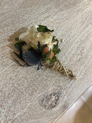 Boutonniere (a few days old which is why there is some browning on the rose) but still beautiful!!!