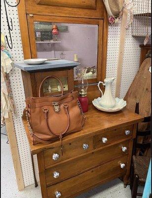 Antique oak vanity with mirror