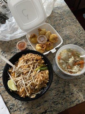 Crab Rangoon tofu Fat Pad Thai Spinach Wonton Soup