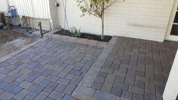 Bi-level paver patio.