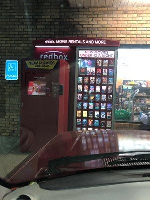 Circle K has REDBOX outside of the store.