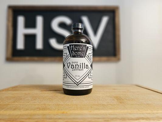 Pure Vanilla Extract (15oz.); vodka-based pure vanilla extract; https://heressomevanilla.com/store