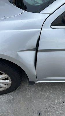 Damaged fender