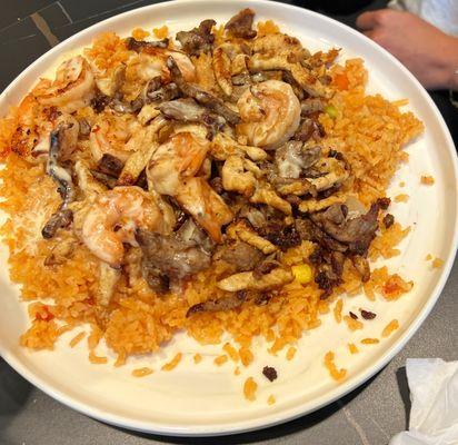 Arroz con Shrimp and steak