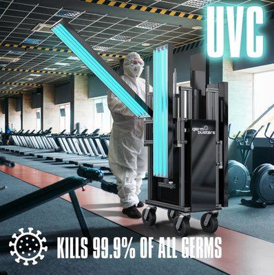 UVC light cart disinfects gyms