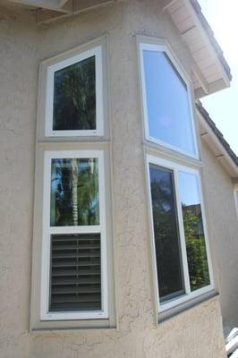 Theresa Nacario's Ply Gem, single hung, and rake top retrofit windows. La Costa CA