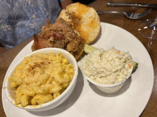 Bbq, slaw, Mac and cheese