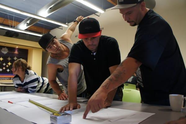 The Apprenticeship Preparation Program practices blueprinting in the Flintridge offices