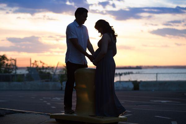 Sunset maternity photography.