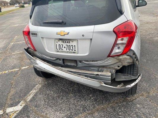 Car bumper damaged due to an accident