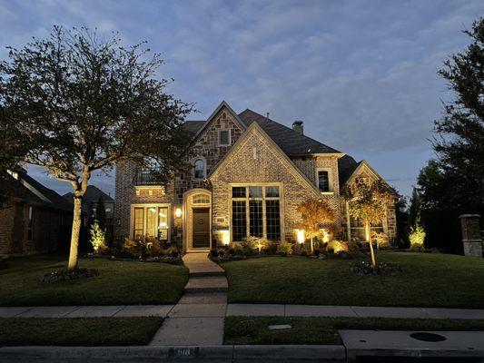 Exterior landscape lighting, uplights, flood lights, security lights, bullet lights.