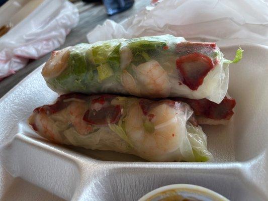 Huge spring rolls! 3 for $5. Delicious. ! Amazing food!