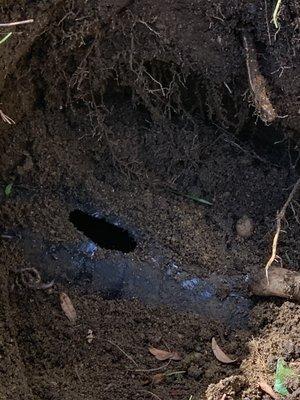 Original pipe that had a brick cover a huge hole