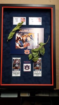 This was done for a dear friend who is an Auburn lunatic.  She actually snatched some of the hedges in the stadium to include.