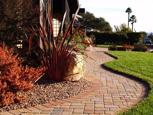 Curved Pavers Walkway at Home's Edge, Lompoc