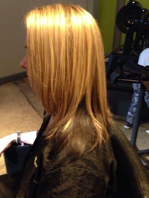 Dark underneath blonde locks.