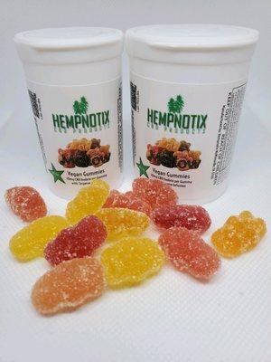 Organic Vegan Gummies These Gummies are so good. They are infused with 10mg of Hemp derived CBD with added Terpenes.