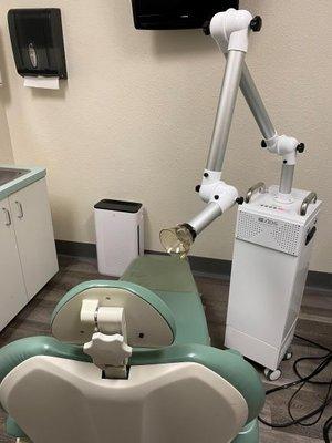 Each treatment room is equipped with air purifer and extra oral suction unit to reduce aerosol generated from dental procedures.