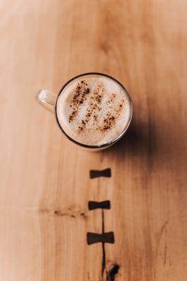 Latte in a handmade mug